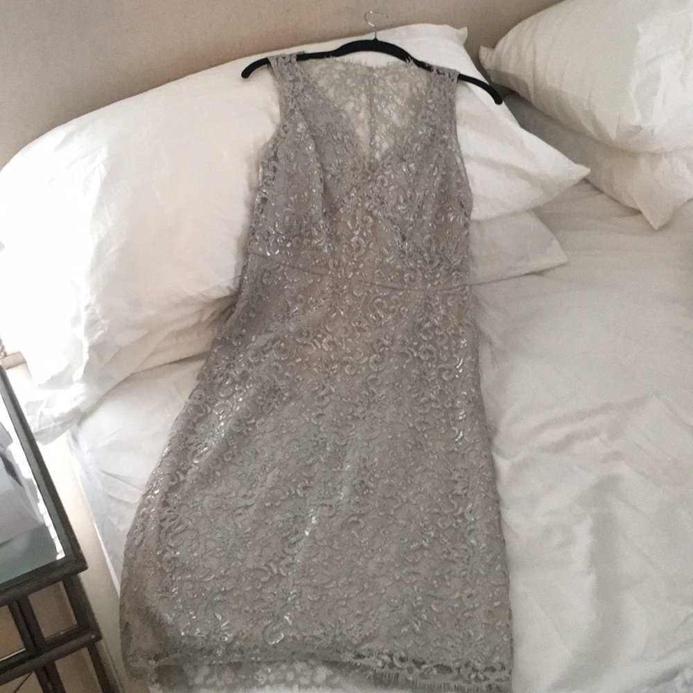 BCBG Max Azria silver lace dress. NWT.